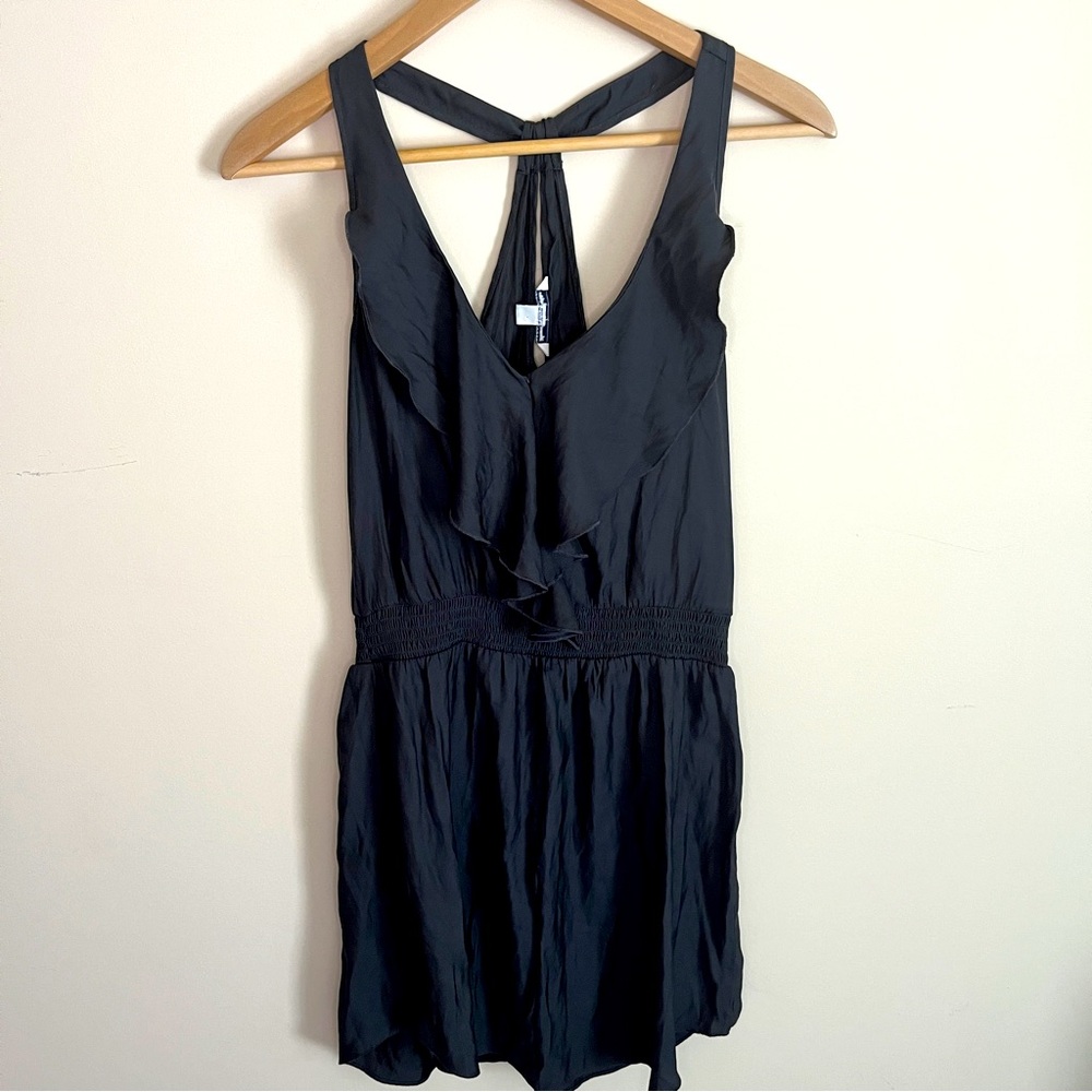 American Eagle Outfitters Bdark gray Short Dress Womens Size Small Ruffle Cinch